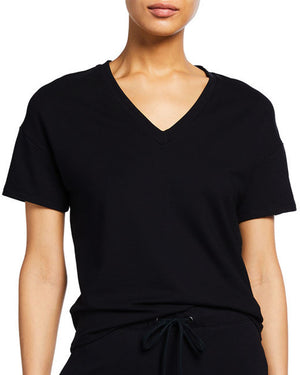 Black V-Neck French Terry T-Shirt