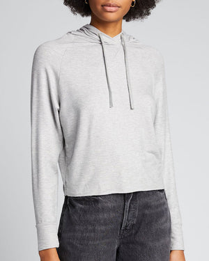 Metallic Grey Soft Touch Cropped Hoodie
