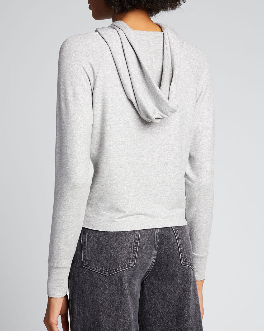 Metallic Grey Soft Touch Cropped Hoodie