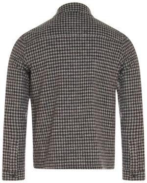 Grey Check Wool and Cotton Zip Front Jacket