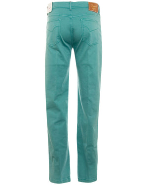 Teal Cotton and Cashmere 5 Pocket Pant