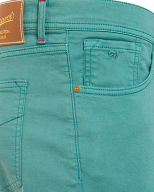 Teal Cotton and Cashmere 5 Pocket Pant