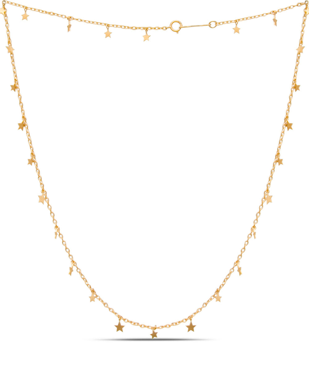 22k Yellow Gold Dangling Star Sequins Necklace