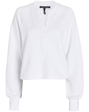 So Uptight Plunge Henley White Sweatshirt