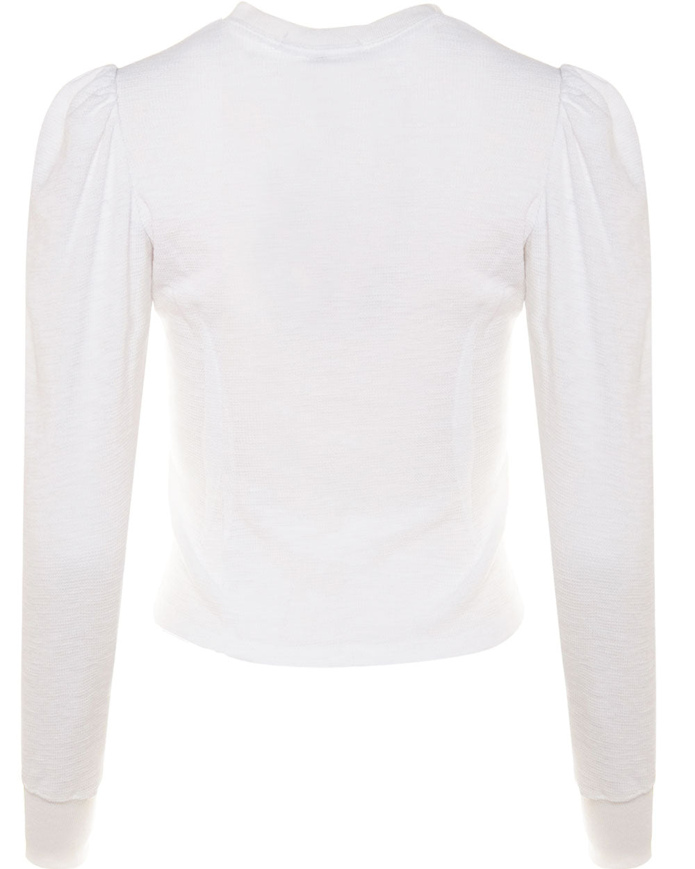 White Blair Waffle Knit Puff Sleeve Pullover