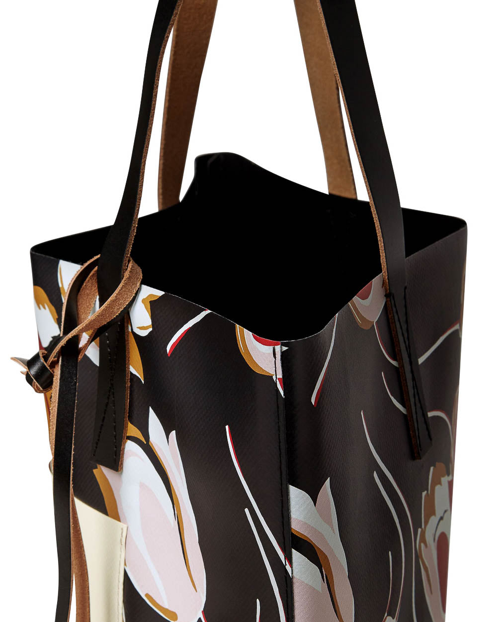 Black Windblown Print PVC Shopping Bag