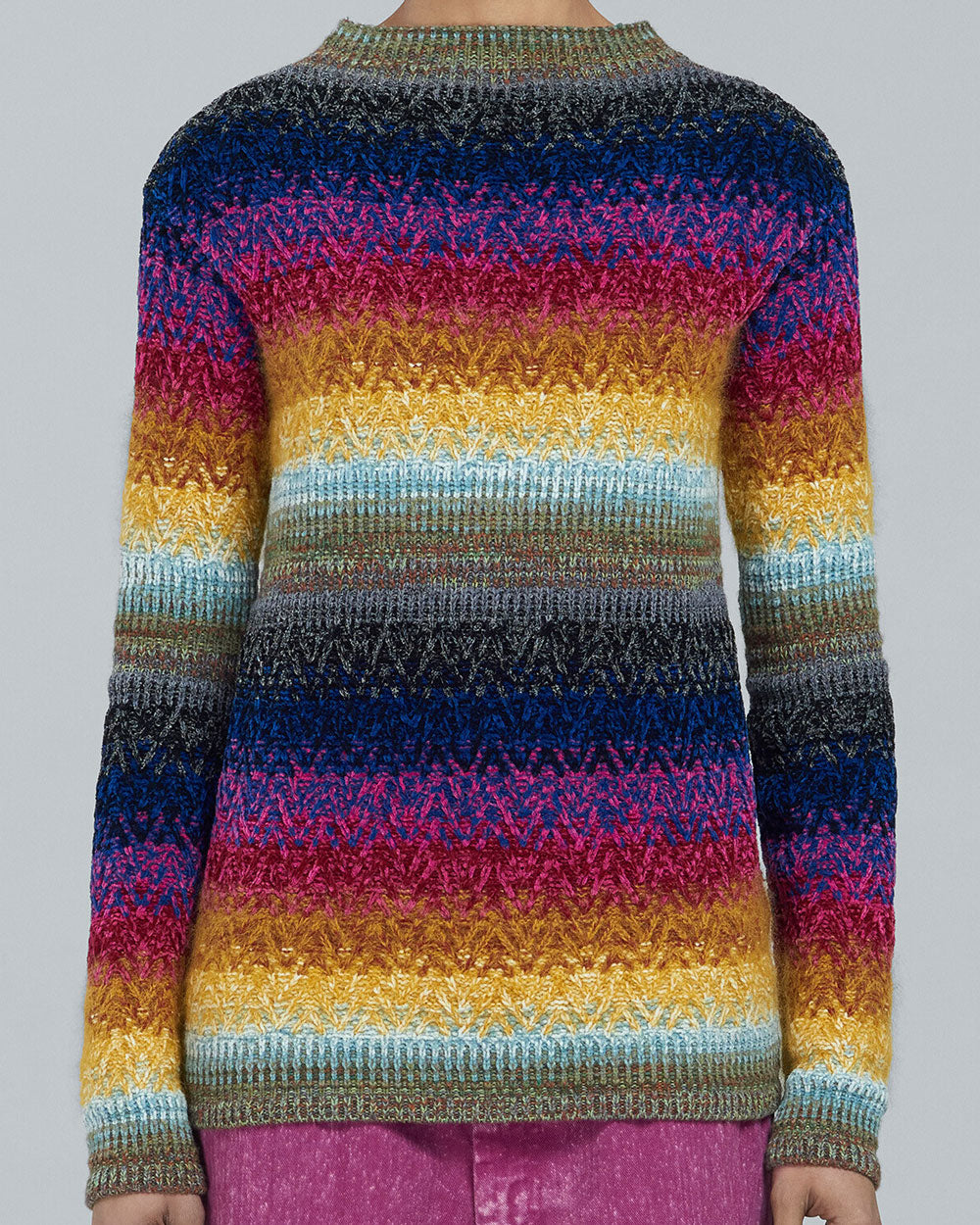 Multicolor Knit Round Neck Sweater