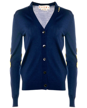 Navy Floral Elbow Patch Cardigan