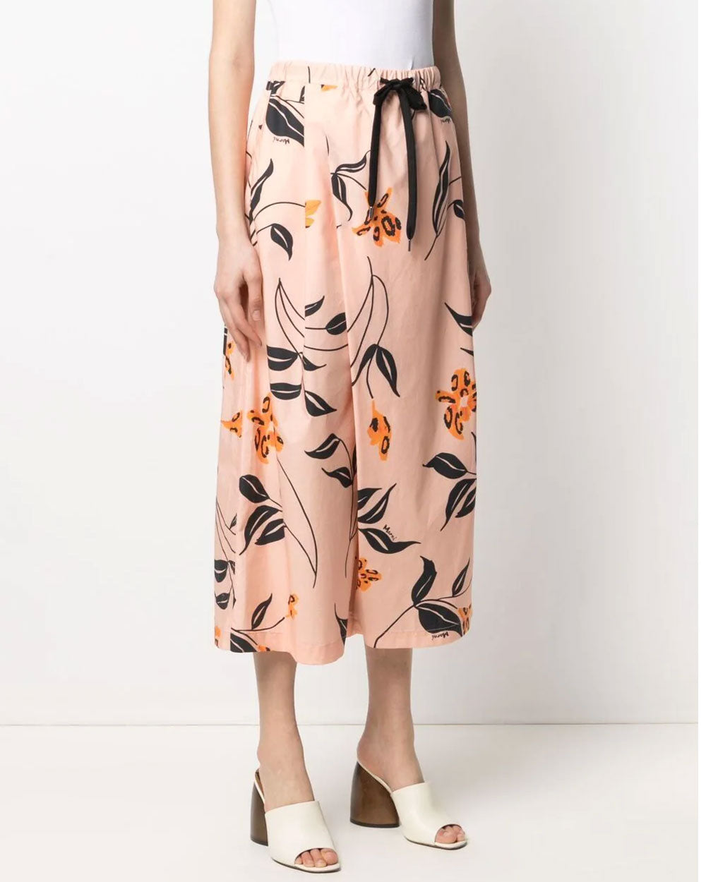 Pink Floral Print Wide Leg Trousers