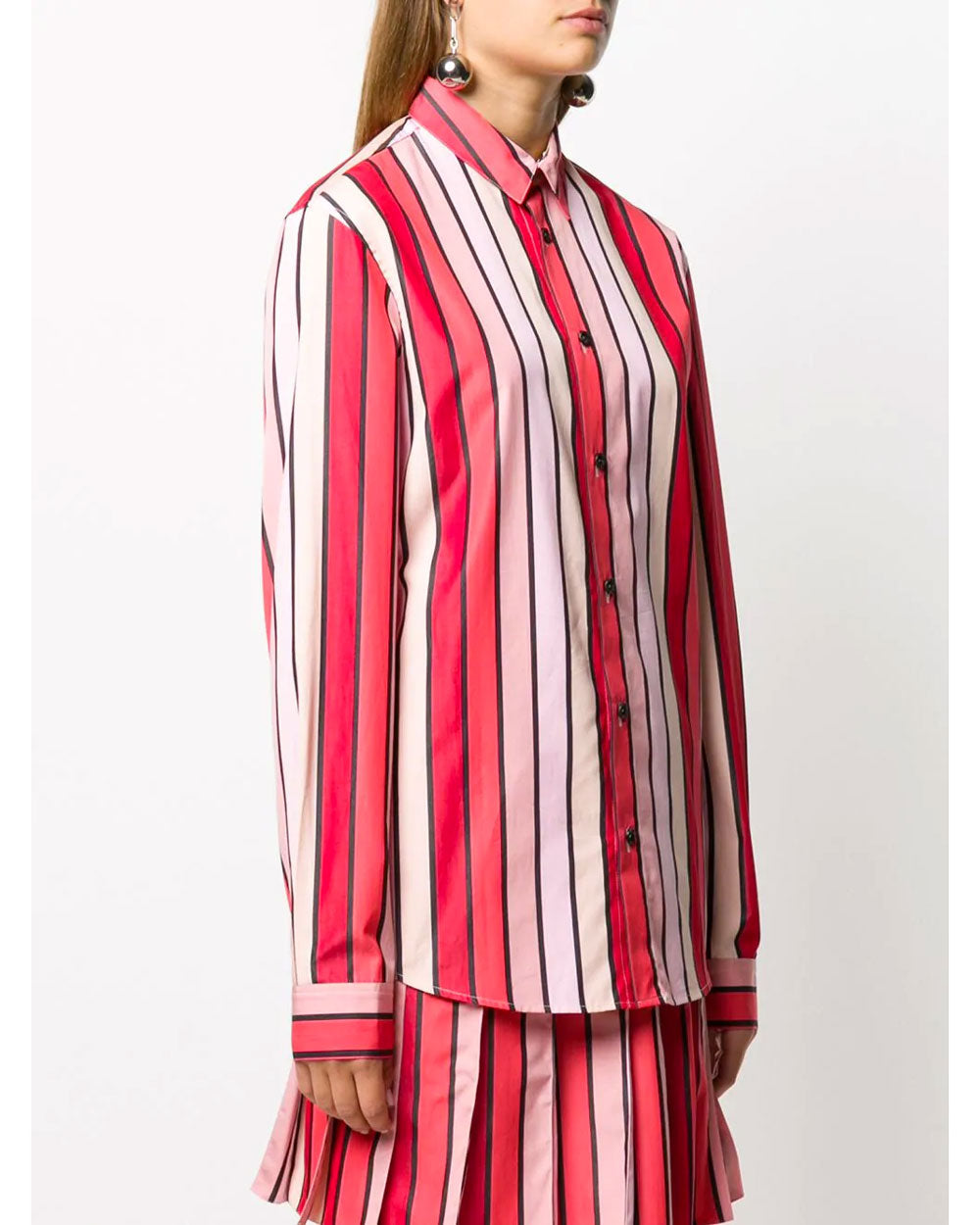 Red and Pink Striped Tailored Shirt