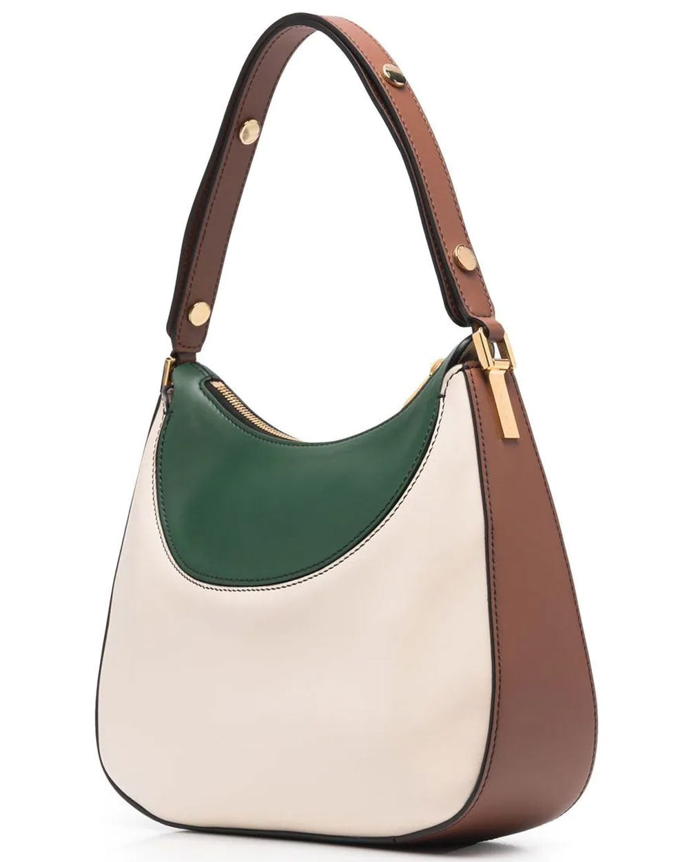 Milano Small Hobo Bag in White Brown and Green