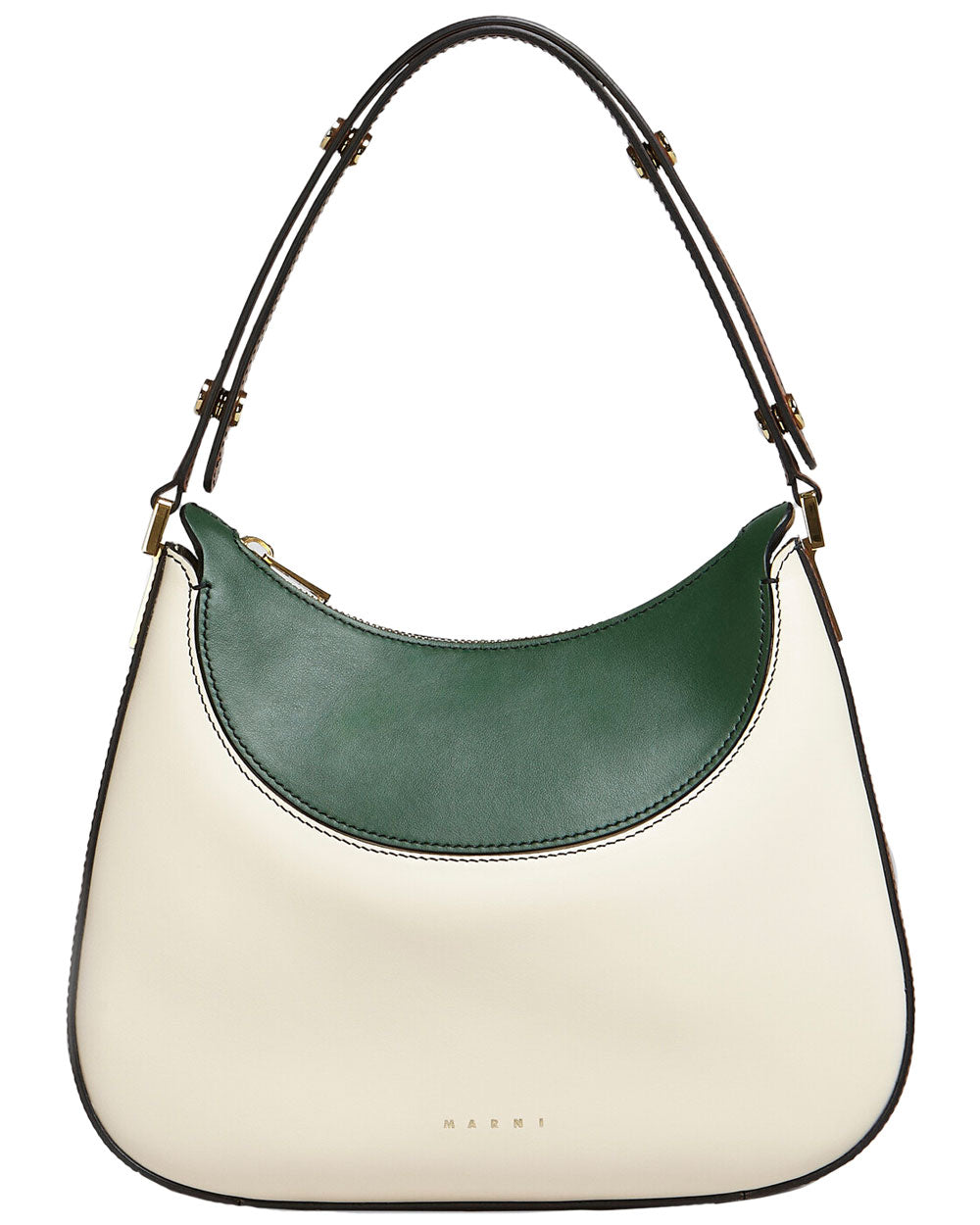 Milano Small Hobo Bag in White Brown and Green