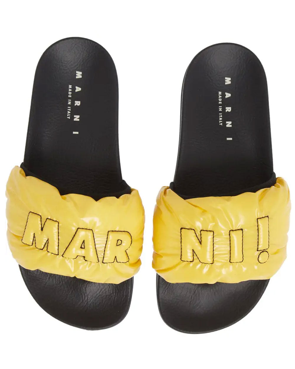 Logo Puffy Slides in Yellow