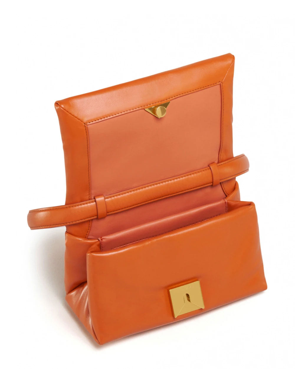Prisma Small Leather Crossbody Bag in Sunset Orange