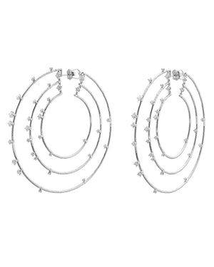 White Gold Diamond Multi Hoop Earrings