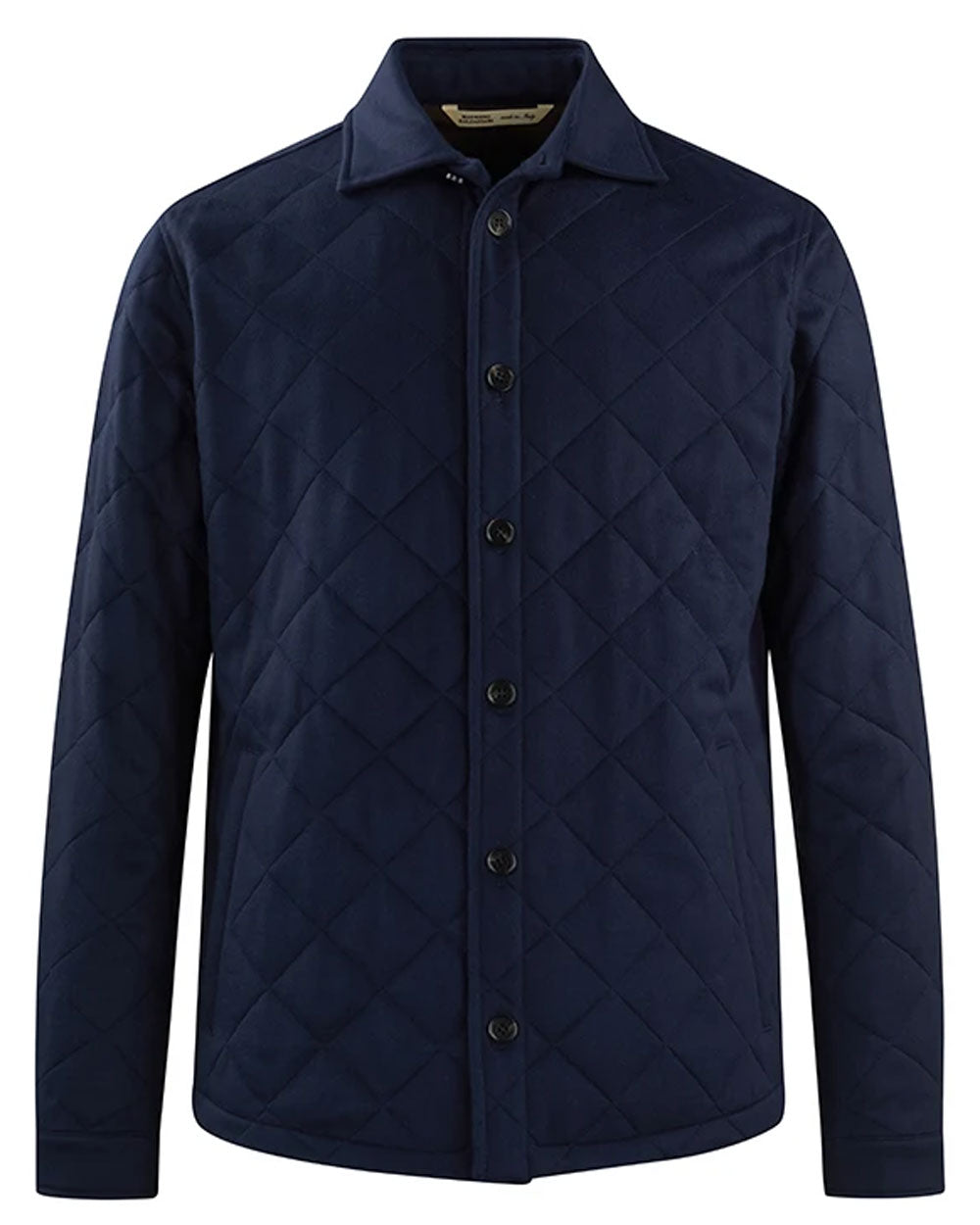 Navy Diamond Quilted Cashmere Shacket