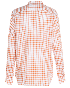 Orange and White Linen Checked Sportshirt