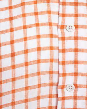 Orange and White Linen Checked Sportshirt