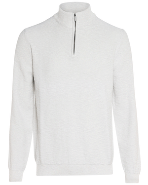 Silver and White Knit Quarter Zip Sweater