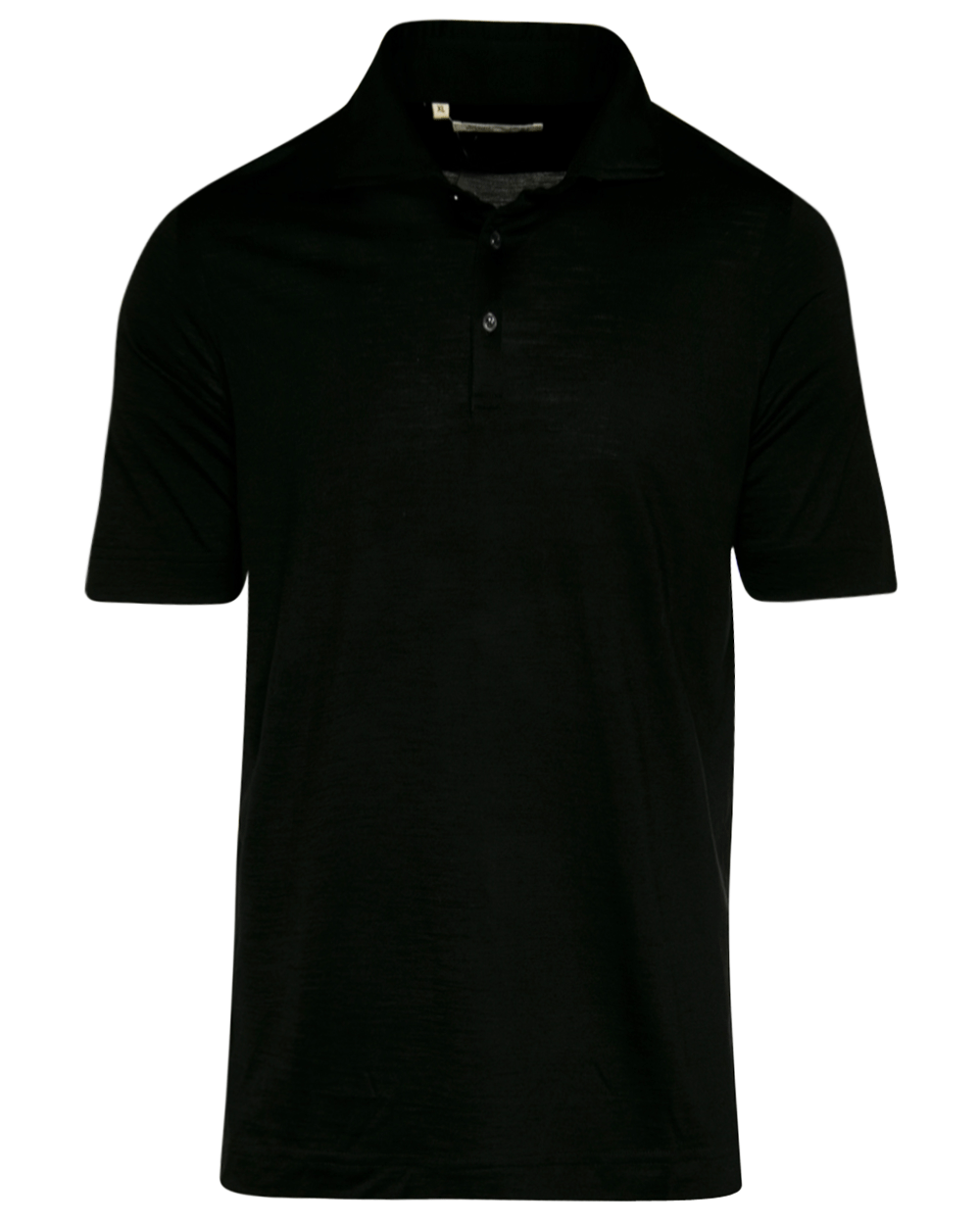 Black Wool Short Sleeve Polo
