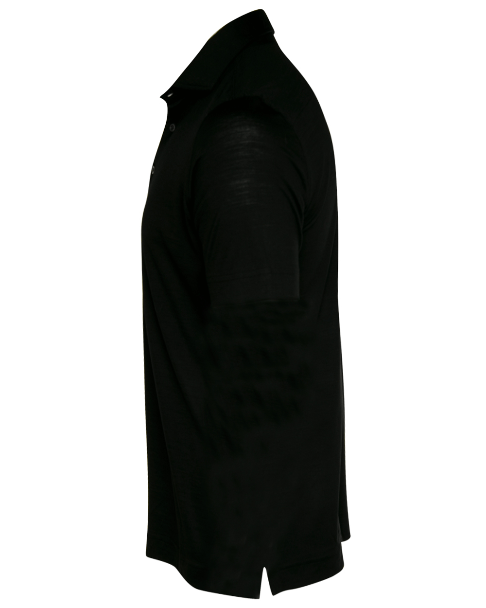 Black Wool Short Sleeve Polo