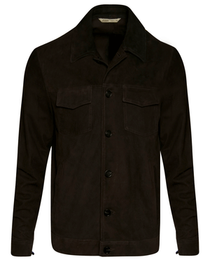Chocolate Suede Unlined Shirt Jacket