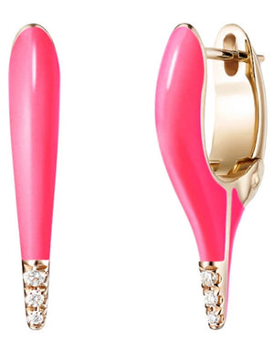 Rose Gold Pink Enamel Diamond Mini Lola Earrings