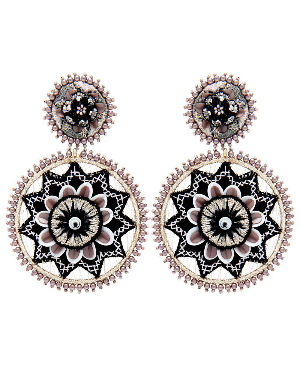 Black and White Double Drop Jacey Earrings