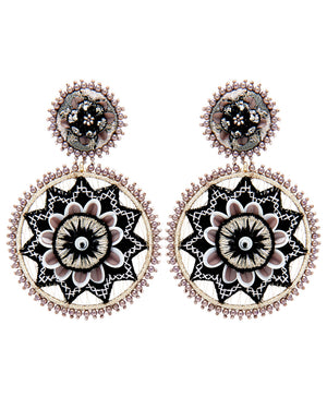 Black and White Double Drop Jacey Earrings