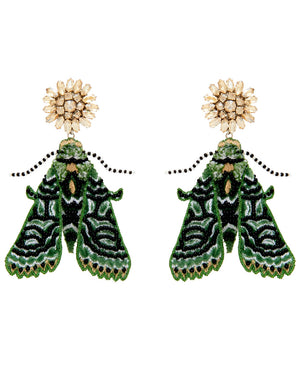 Lux Emerald Green Moth Earrings