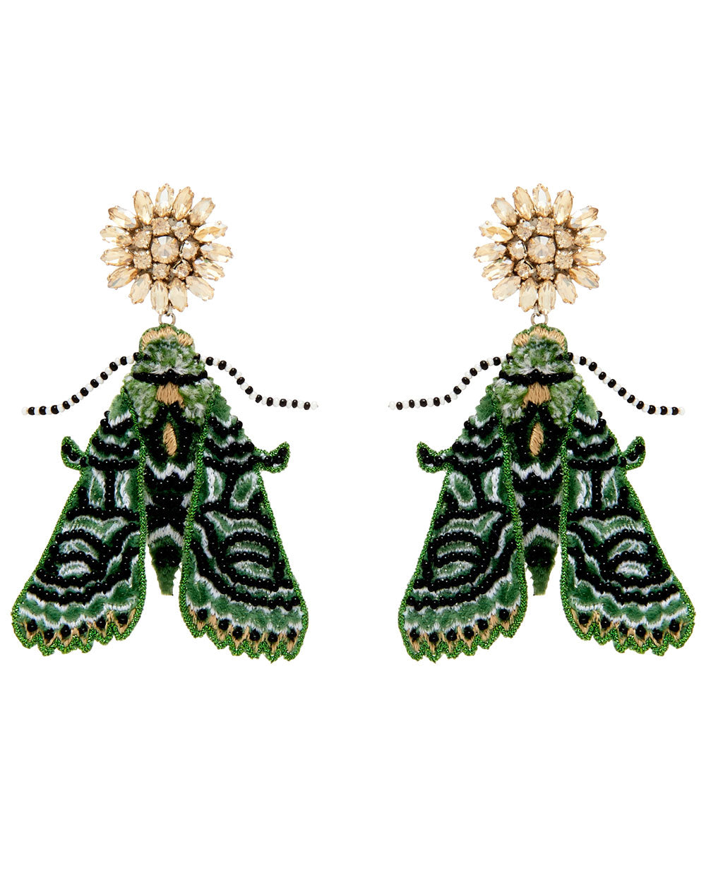 Lux Emerald Green Moth Earrings