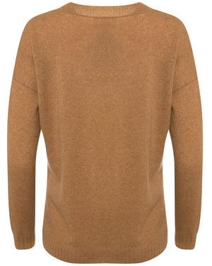 Camel V Neck Sweater