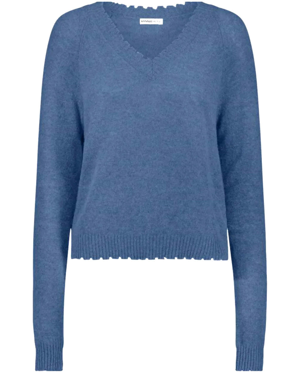 Harbour Blue Distressed V Neck Cashmere Sweater