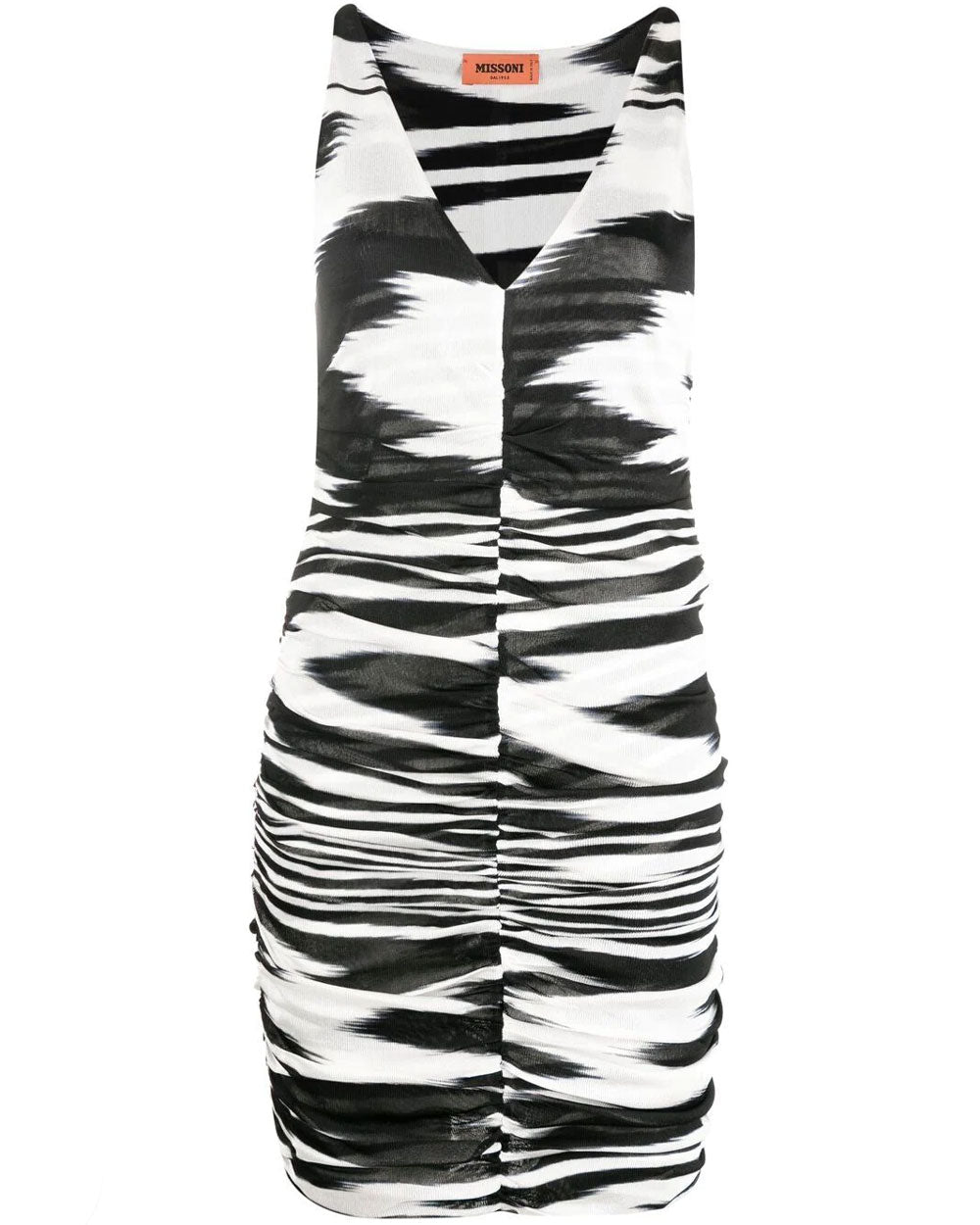 Black and White Abstract Print Mini Dress