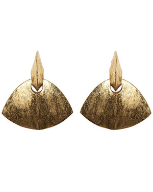 Acacia Wood and Gold Foil Florence Fan Earrings
