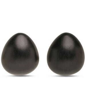Ebony Wood Button Earrings