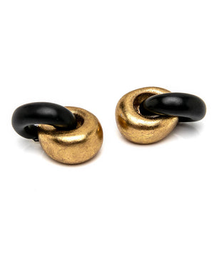 Ebony and Gold Foil Havana Chain Earrings