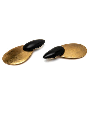 Ebony and Gold Foil Rosario Double Drop Earrings