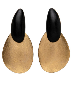 Ebony and Gold Foil Rosario Double Drop Earrings