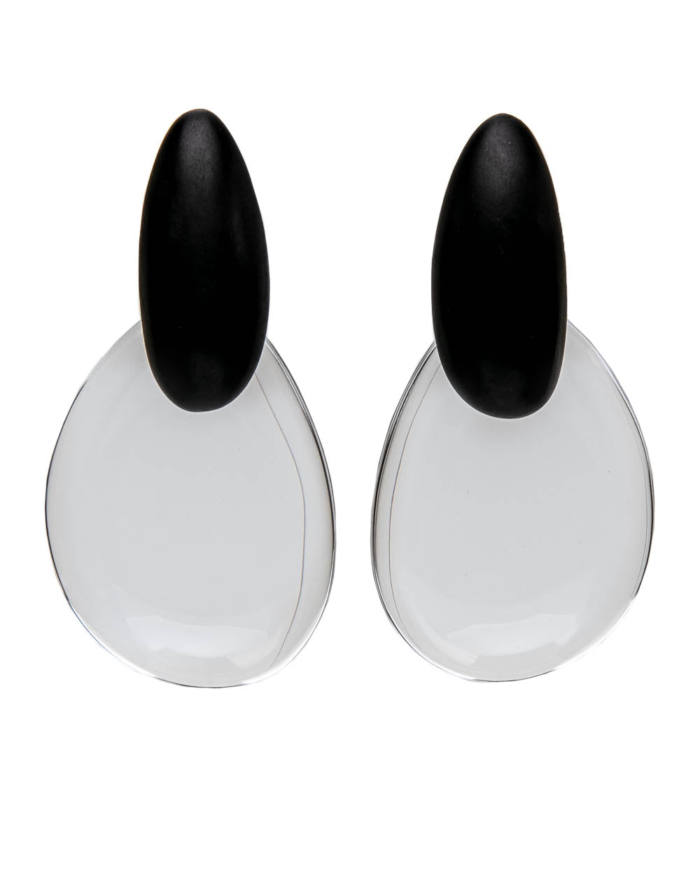 Ebony and Lucite Rosario Double Drop Earrings