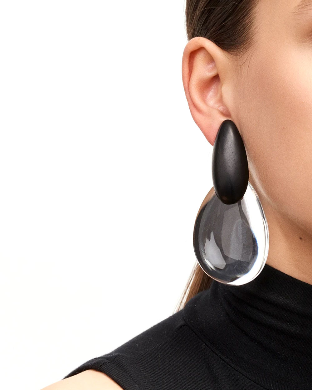 Ebony and Lucite Rosario Double Drop Earrings