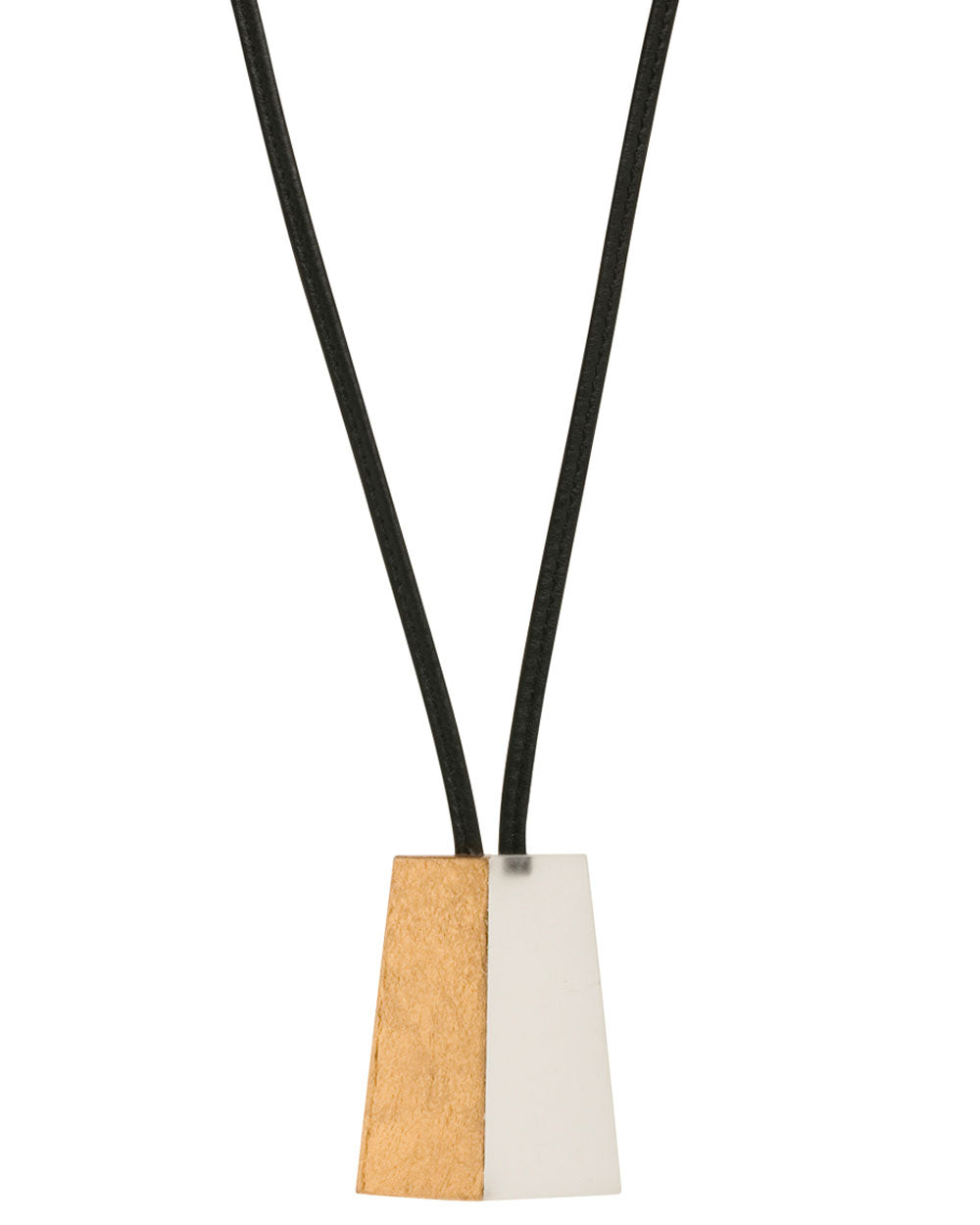 Frosted Acrylic and Gold Foil Pendant Leather Necklace