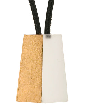Frosted Acrylic and Gold Foil Pendant Leather Necklace