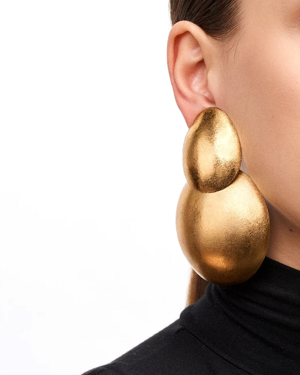 Gold Foil Quito Double Drop Earrings
