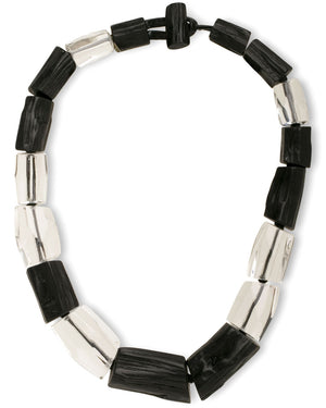 Textured Ebony and Faceted Acrylic Short Necklace