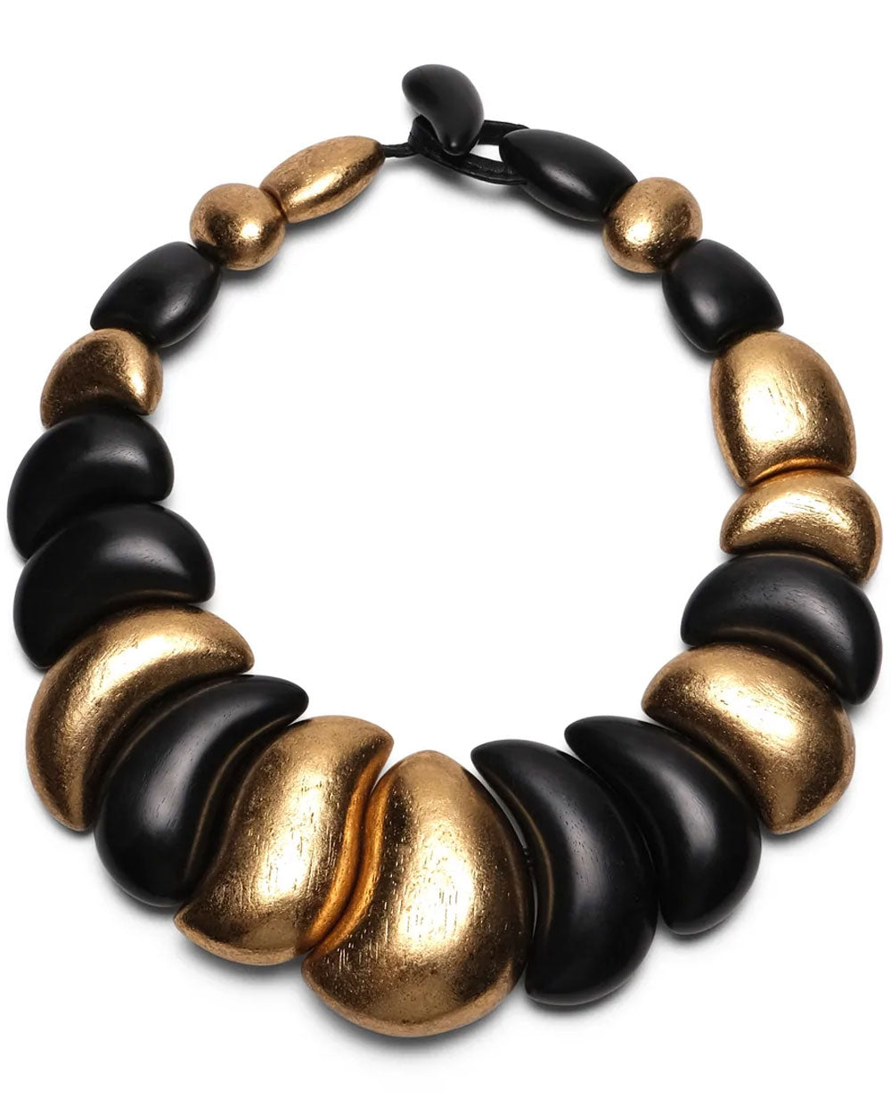 Yellow Gold Large Gold Leaf Wave Collar Necklace