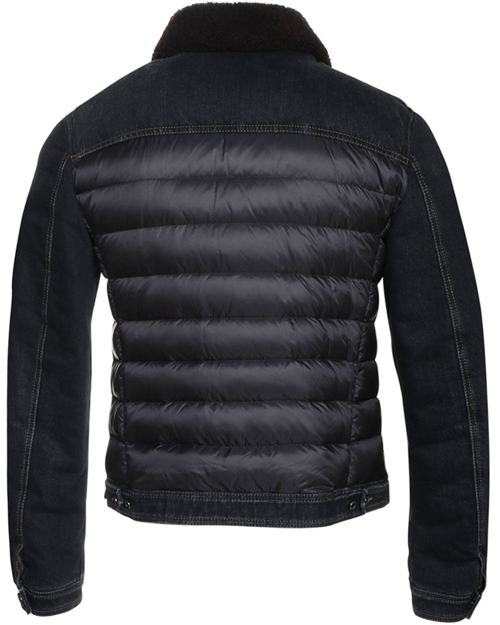 Nero Fur Collar Denim Puffer Jacket