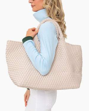 St. Barth’s Large Woven Tote in Ecru