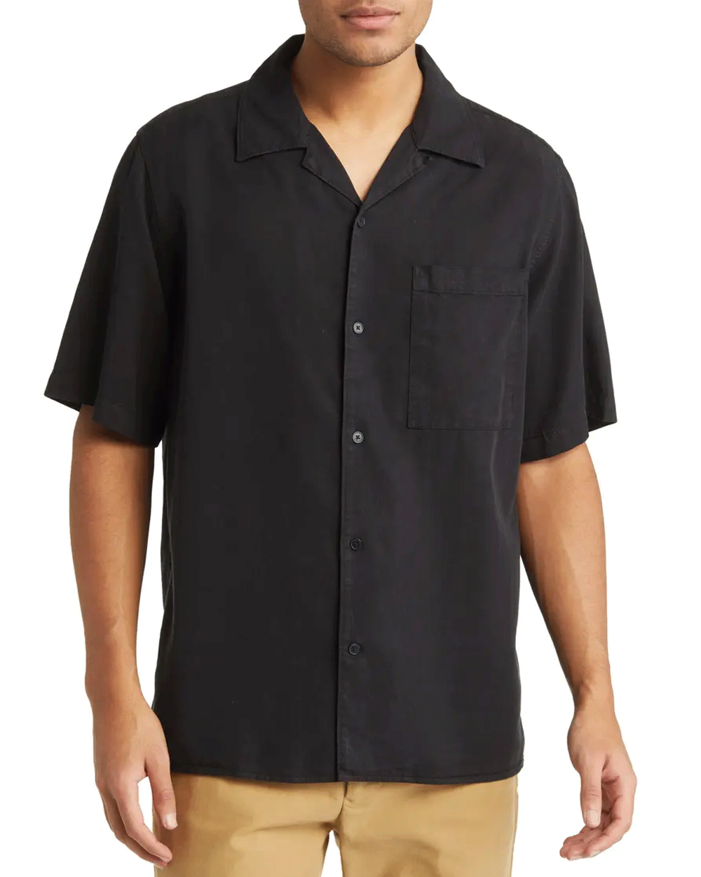 Black Julio Camp Collar Short Sleeve Shirt