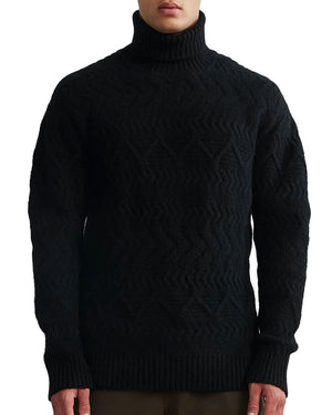 Black Wool Neck Roll Sweater